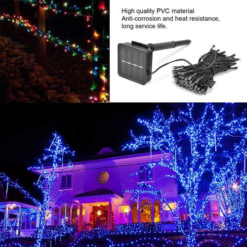 Lámpara Solar De Cadena, Resistente Al Agua, 12 M, 100 Led,