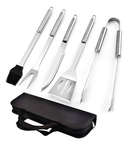 Set 5 Piezas Premium Para Parrilla Acero Inoxidable Asado