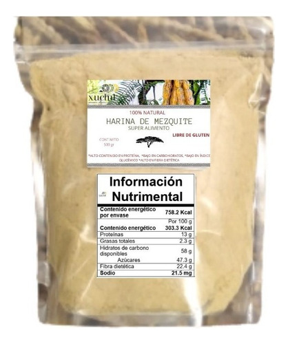 Harina De Mezquite Libre De Gluten 500gr