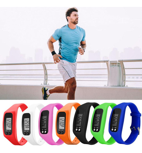 Podómetro Electrónico De Silicona Para Reloj De Pulsera Lcd