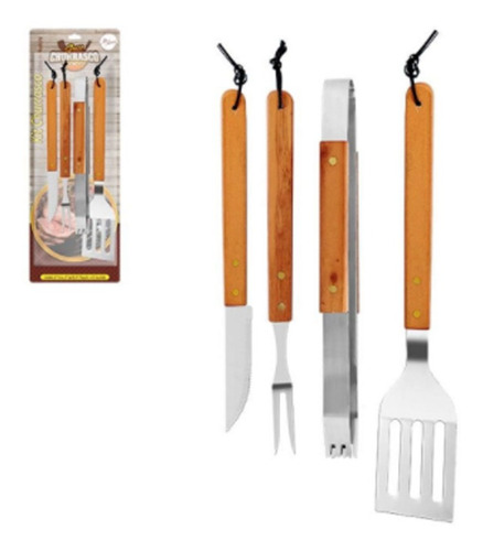 Kit Churrasco Faca/garfo/pegador/espatula