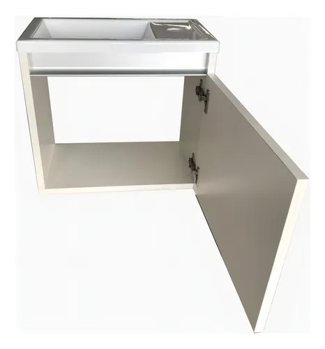 Mueble para baño Kitchen West Oslo de 40cm de ancho, 37cm de alto y 24cm de profundidad con bacha y mueble color blanco con un agujero para grifería