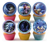 Comprar Topper Para Muffins Diseño De Sonic Pack X12 Azul Sonic 2