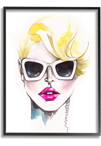 Stupell Industries Retrato De Moda Femenina Rubia Gafas De S