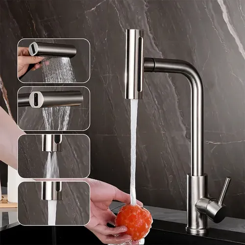 Torneira Monocomando Cozinha Flexível Gourmet Inox 304 Prateado Hydrolume