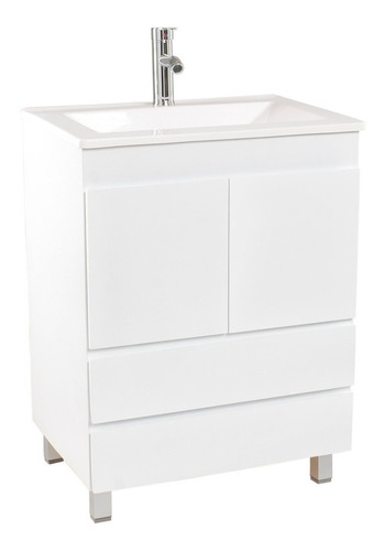 Mueble Para Baño Eka Sanitarios Bariloche Con Mesada De 60cm De Ancho, 80cm De Alto Y 46cm De Profundidad Con Bacha Y Mueble Color Blanco Con Un Agujero Para Grifería