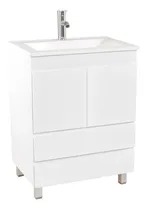 Comprar Mueble para baño Eka Sanitarios Bariloche con mesada de 60cm de ancho, 80cm de alto y 46cm de profundidad con bacha y mueble color blanco con un agujero para grifería