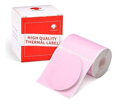 Etiquetas De Papel Termico P/ Phomeno M110 Redonda 5cm Rosa