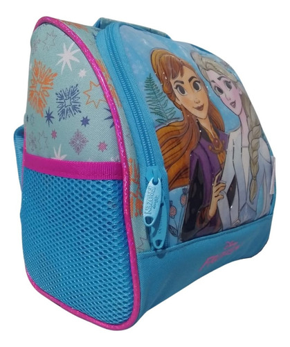 Mochila De Carrinho Lancheira Estojo Chenson Frozen Cor Azul Desenho Do Tecido Lisa