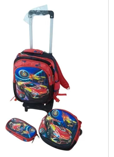 Kitx4 Mochila Carro+lonchera+cartuchera C/luz Diseño 3d