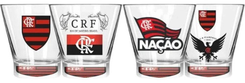 Conjunto 4 Copos Caipirinha Oficial - Flamengo Crf - 350ml
