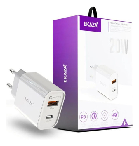 Carregador Ekaza EKGS-A10920W USB-C Branco Compatível Com iPhone