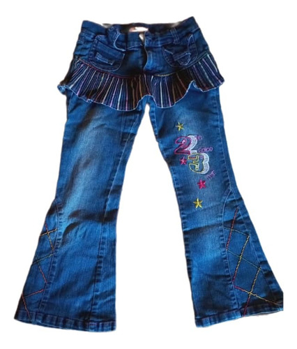 Pantalón Tipo Jean Acampanado Para Niña Talla 7 