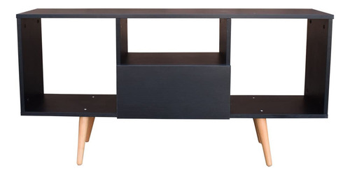 Hogare, Mueble Para Tv 60, Centro De Entretenimiento Mónaco, Diseño Moderno, Amplios Espacios, 1 Puerta, Resistente, Elaborado En Melamina Texturizada, Fácil Armado, Color Negro