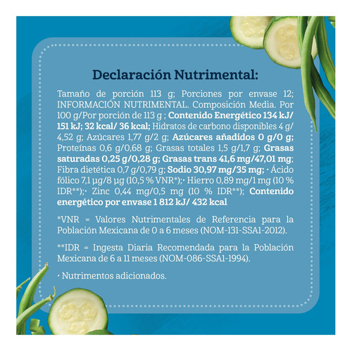 Papilla Gerber Etapa 2 Ejotes Calabacitas 12frascos 113g C/u