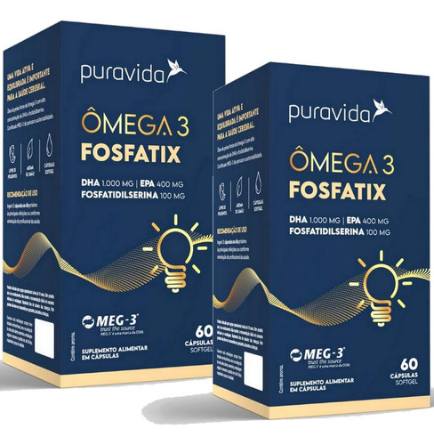 Omega 3 Fosfatix Puravida - Kit 2x 60 Capsulas Softgel Cada