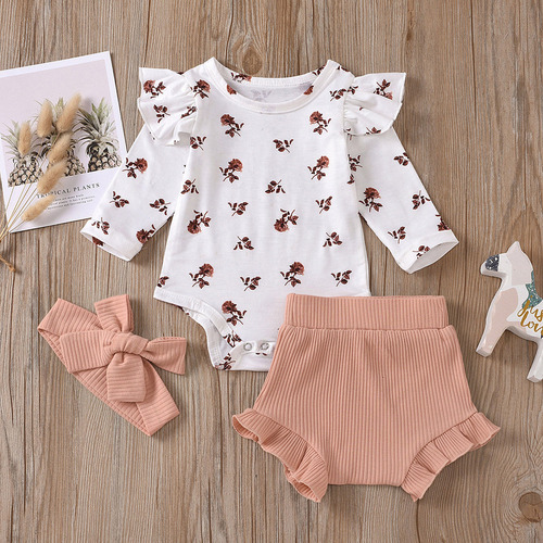 Conjunto De Trajes Tipo Mameluco Con Estampado De Flores Par