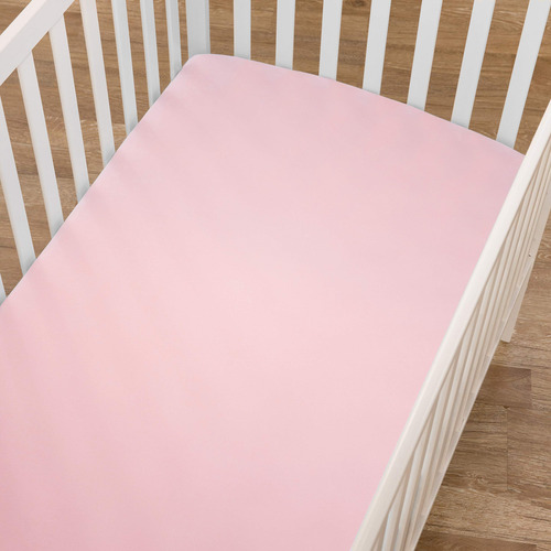Sábana Bajera Ajustable Rosa Bebé 100% Algodón Para Cuna