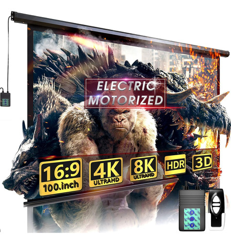 100  Motorized Projector Screen Indoor And Outdoor Movi...