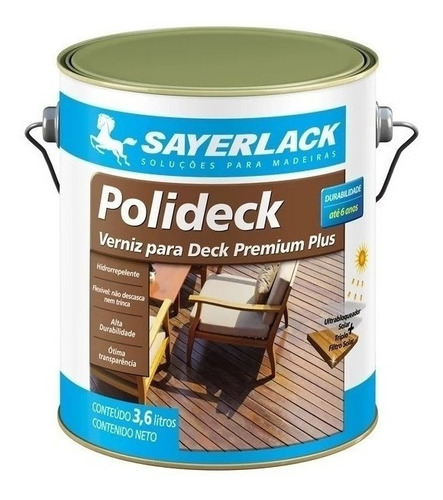 Verniz Deck Polideck Natural Madeira Piscina 3,6 Brilho Semi