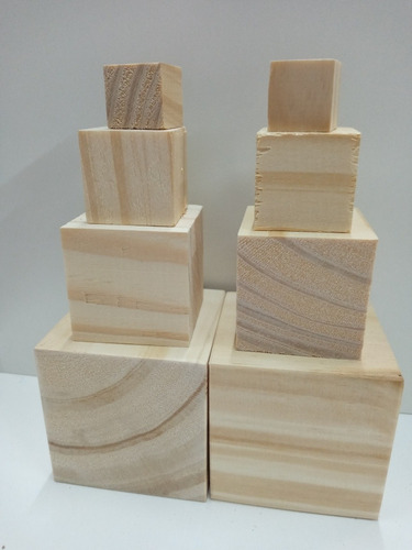 Imagen 2 de 2 de Cubos Madera Macizo Pino 7x7x7 Cm Souvenirs X5