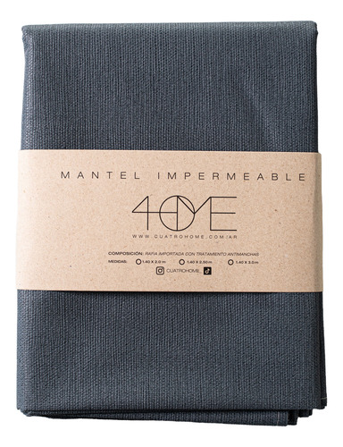 Mantel Impermeable Antimanchas Rafia 1,40 X 2,50 Mts Gris Oscuro Lisa
