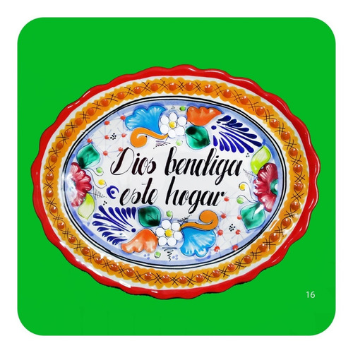 Imagen 6 de 6 de Platón Placa Talavera Poblana C/frase Decorativas Gde 14 Plc