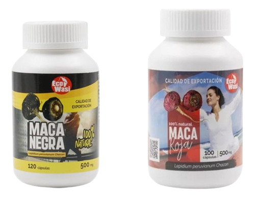 Maca Negra + Maca Roja Pack Fertilidad Frascos De 100 Cáps.