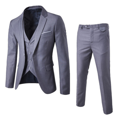 Traje Slim Casual De Tres Piezas For Hombre