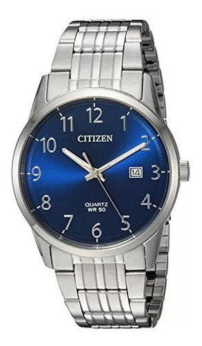Reloj Citizen Original Cara Azul Bi500-052 Color De La Correa Plateado Color Del Bisel Plateado