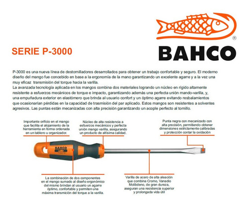 Destornillador Plano Paralelo Bahco 5,5x25mm