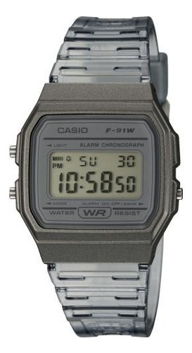 Reloj Casio Vintage Digital F-91ws-8 Unisex Color Del Fondo Gris Color De La Correa Gris Color Del Bisel Gris