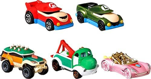 Hot Wheels Super Mario Juego De 5 Coches Mario Luigi