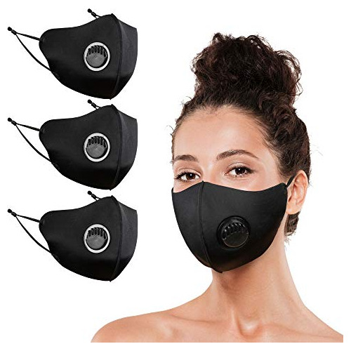 (3 Packs) Cubierta Facial 3d Con Válvula De Respiración
