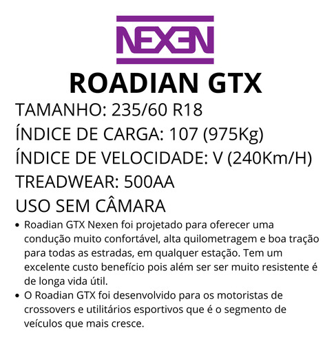 Pneu 235/60r18 Roadian Gtx Xl 107v Nexen Aro 18