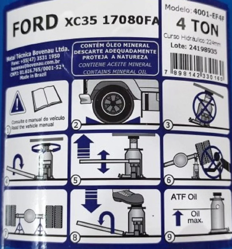 Macaco Hidráulico F250 F350 99 A 19 Original Bonevau Ford 4t