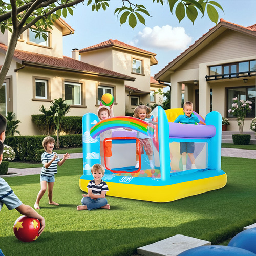 Trampolín Inflable De Castillo Para Niños Con Bomba Inflable Azul