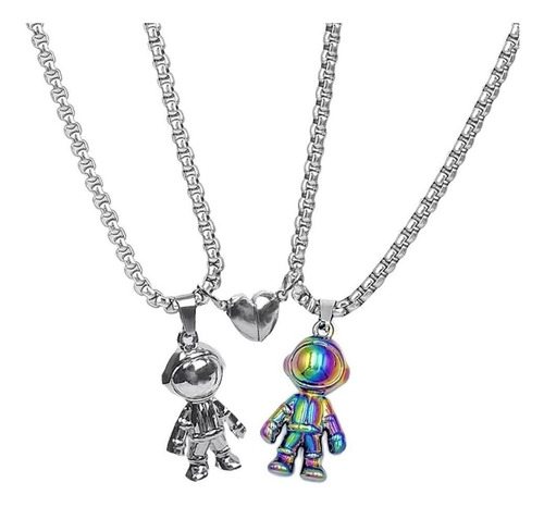 2 X Collares Novios Pareja Astronauta Magnético Amor Amistad