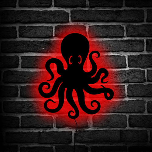 Cuadro Retroiluminado Led Pulpo Tentáculos 