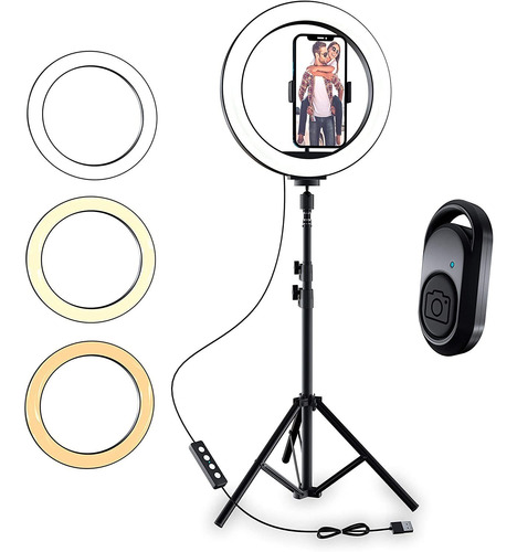 10 Selfie Ring Light Halo Led Circle Phone Holder Tripo...