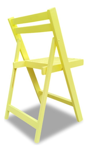 Mesa Bar 75x75 + 4 Silla Plegabl Madera Pino Eventos Colores Amarillo Limón Laca