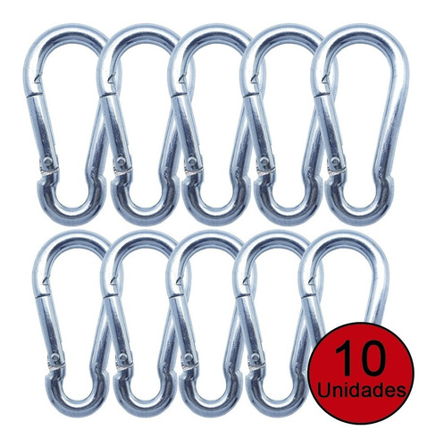 Imagem 1 de 5 de Mosquetão Engate Rápido Aço Inox 7mm X 70mm - 10 Unidades