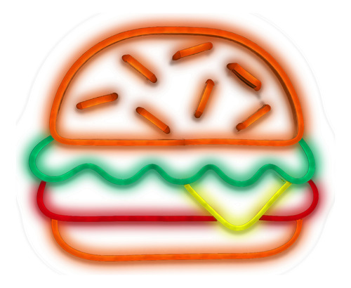 Letrero Led Neón Flex Diseño De Hamburguesa 30cm X 25cm