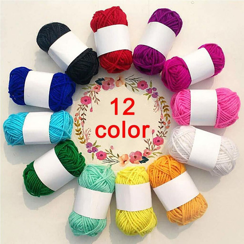 12 Color Surtido Hilo Acrilico Suave Perfecto Para Tejer