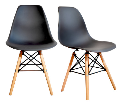 Sillas Para Comedor Eames Modernas Minimalistas Set De 2 Color de la estructura de la silla Negro