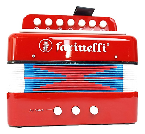 Farinelli Acifro Acordeón Infantil 7 Botones Y 2 Bajos Rojo. Color Rojo