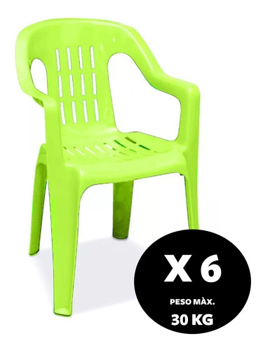 Silla Plastica Reforzada Colombraro Infantil Pack X 6