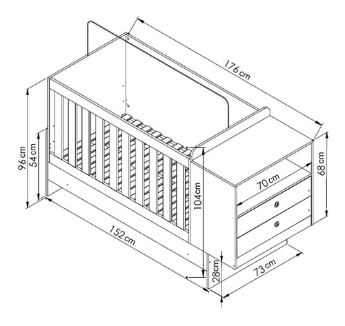 Imagen 7 de 9 de Mueble Cuna Convertible (cama, Cómoda Y Escritorio) Be090