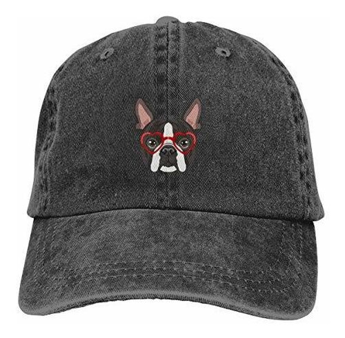 Gorra De Mezclilla Boston Terrier Dog Hipster Gafas Gorra De