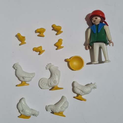 Set Playmobil Chica Gallinas Y Pollos Granja 3566